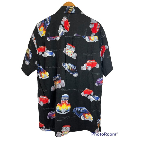 Vintage Hot Rat Rod Hawaiian Shirt Men's L Single Stitch High Seas Trading Co. - Picture 11 of 11